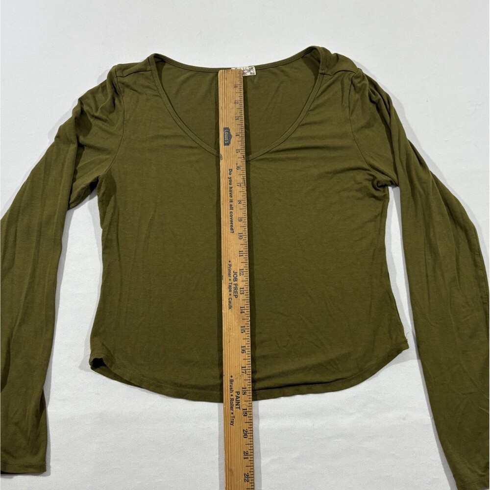 Free People Intimately Green Scoop Baby Doll Long Sleeve Top Shirt Grunge Sz S - Picture 4 of 10